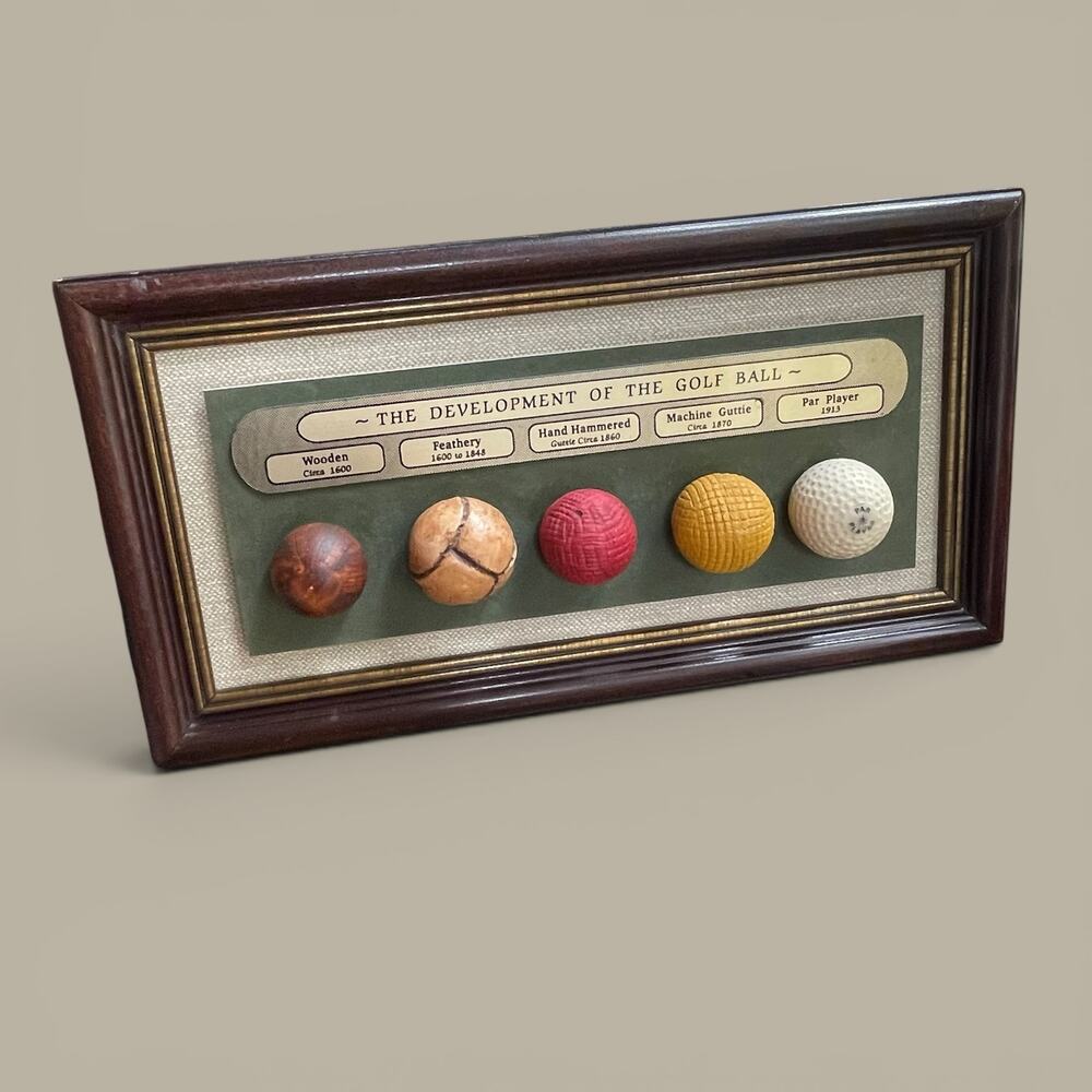 Vintage Development of the Golf Ball Framed 3D Wall Plaque Display Grandpa Chic